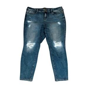 Torrid Blue Ankle Cropped Distressed Jeans Size 22R